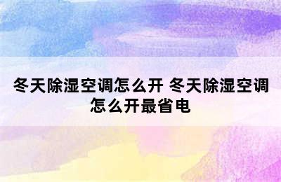 冬天除湿空调怎么开 冬天除湿空调怎么开最省电